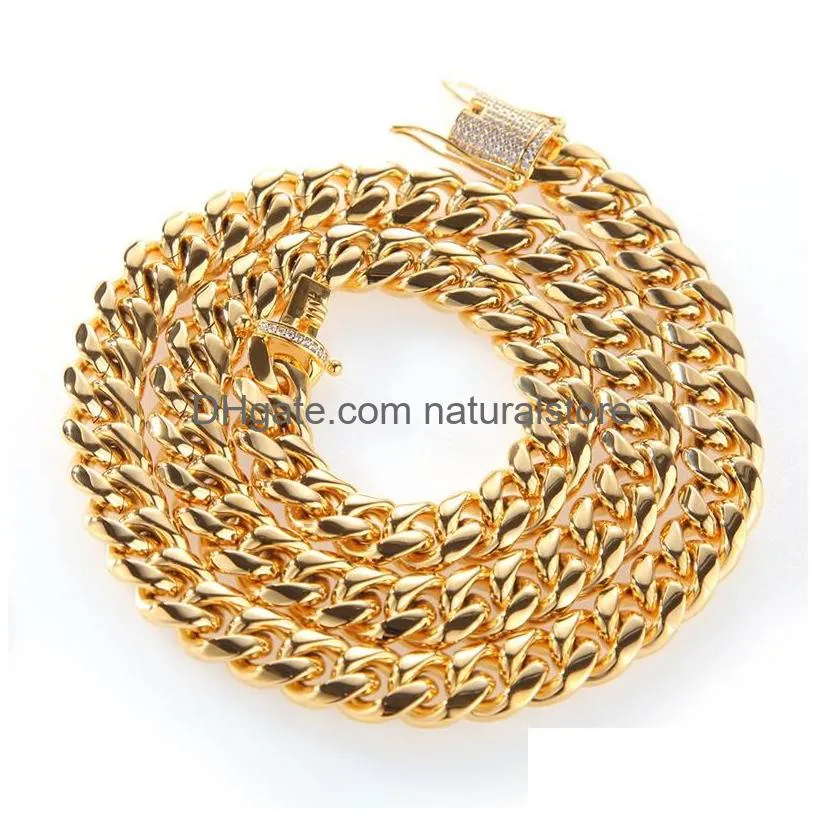 Chain Europe And America Sale Cool Men Bracelet Chain Stainless Steel Yellow Gold Plated Cuban Bracelets For Hip Jewelry Drop Deliver Dhbqg