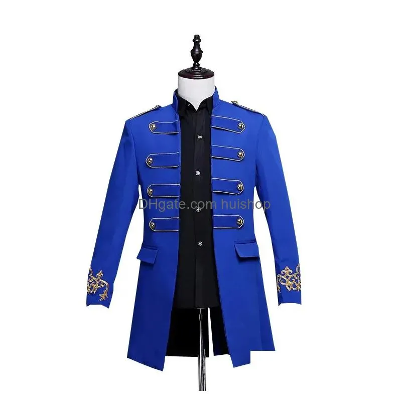 mens suits blazers mens vintage military tunic long jacket coat mess dress medieval costume gothic mens suit jacket blazers for party wedding