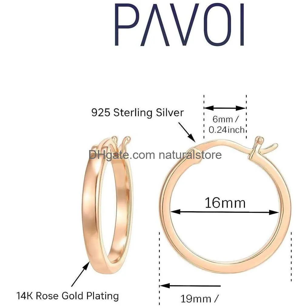 Hoop & Huggie Pavoi 14K Gold Plated 925 Sterling Sier Post Lightweight Hoops 20Mm - 30Mm Earring Hoop Earrings For Drop Delivery Jewe Dhrci