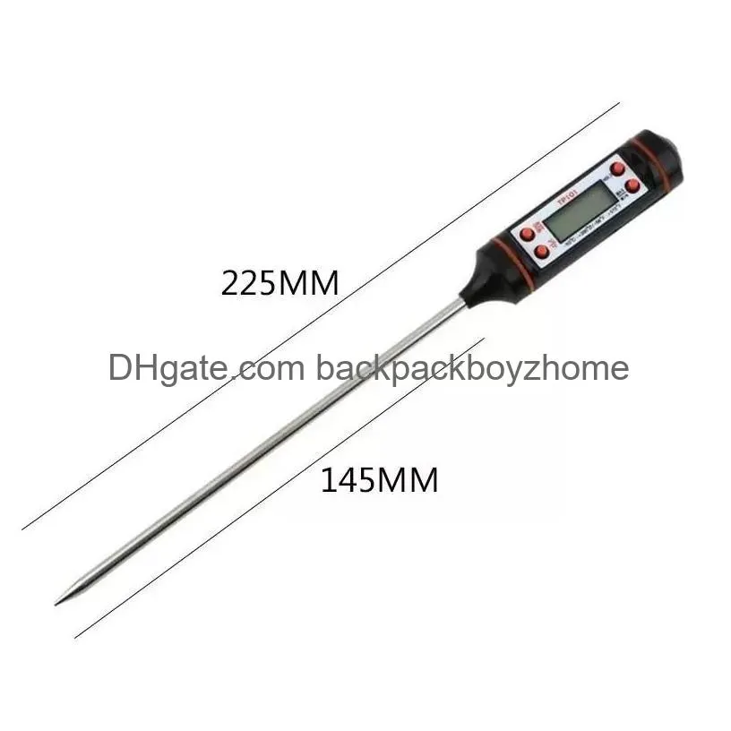 Thermometers Stainless Steel Bbq Meat Thermometer Kitchen Digital Cooking Food Probe Hangable Electronic Barbecue Household Temperatur Dha8O