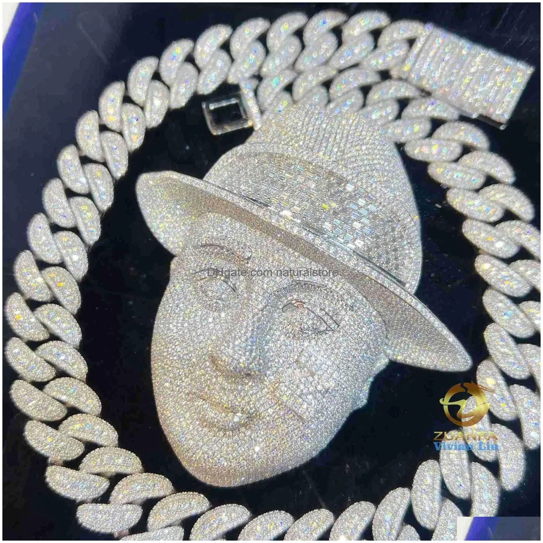 Pendant Necklaces Pass Diamond Tester Cuban Link Necklace For Custom 18Mm Hip Hop Men Jewelry Big Vvs Moissanite Drop Delivery Dhfvy