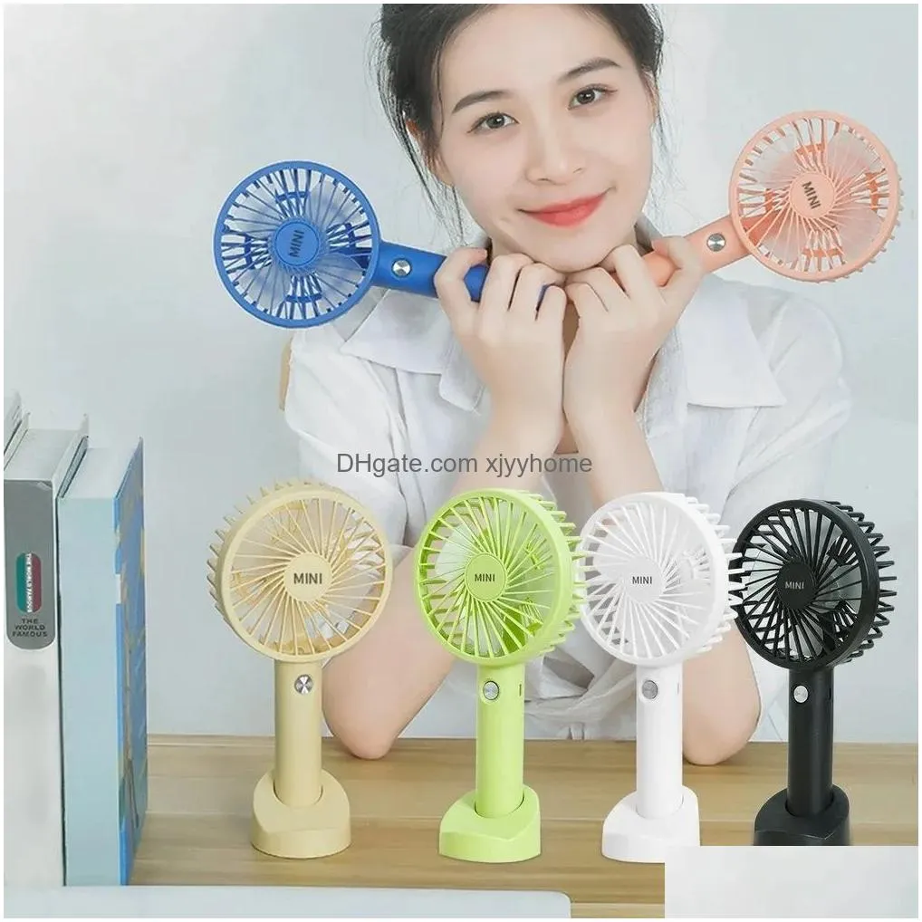 Party Favor Party Portable Usb Rechargeable Fan Mini Handheld Air Cooling Desktop Ventilation Fans With Base 3 Modes For Travel Outdoo Dhh1S