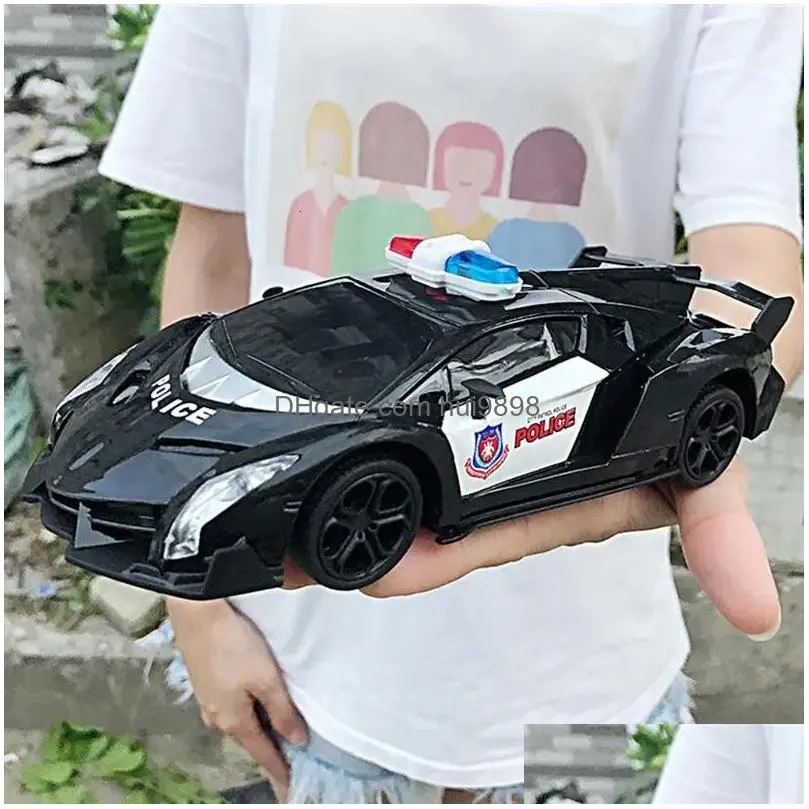 1 24 rc car electric cop car toys with led light remote control racing vehicle model gift for kids 240223