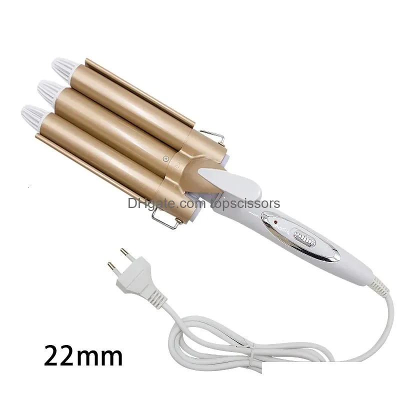 Curling Irons Professional Hair Tools Iron Ceramic Triple Barrel Styler Waver Styling Curlers Electric Drop Delivery Dh3Jq