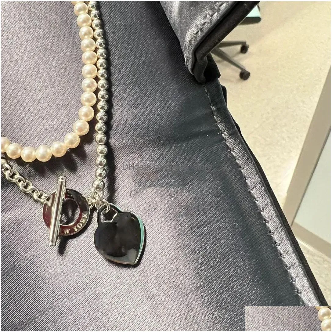 necklaces fashion luxury necklace designer heart return to pendant jewelry heart shape doubledeck chains with pearl necklaces for women