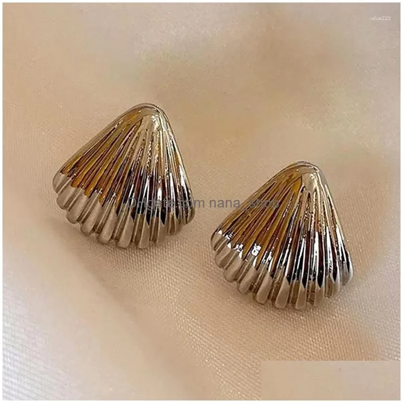 Stud Earrings Huitan Sea Shell For Women Metal Material Modern Fashion Female Ear Accessories Ocean Statement Jewelry Drop Delivery Dhcte