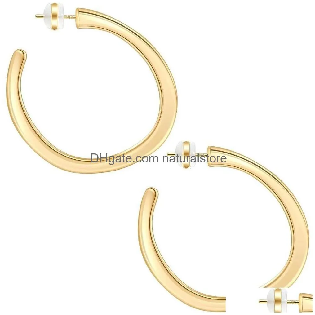Cuff Chunky Gold Hoop Earrings For Women Teardrop 925 Sterling Sier Post Large Drop Plated Waterdrop Trendy Jewelry Drop Delivery Jew Dhtxo
