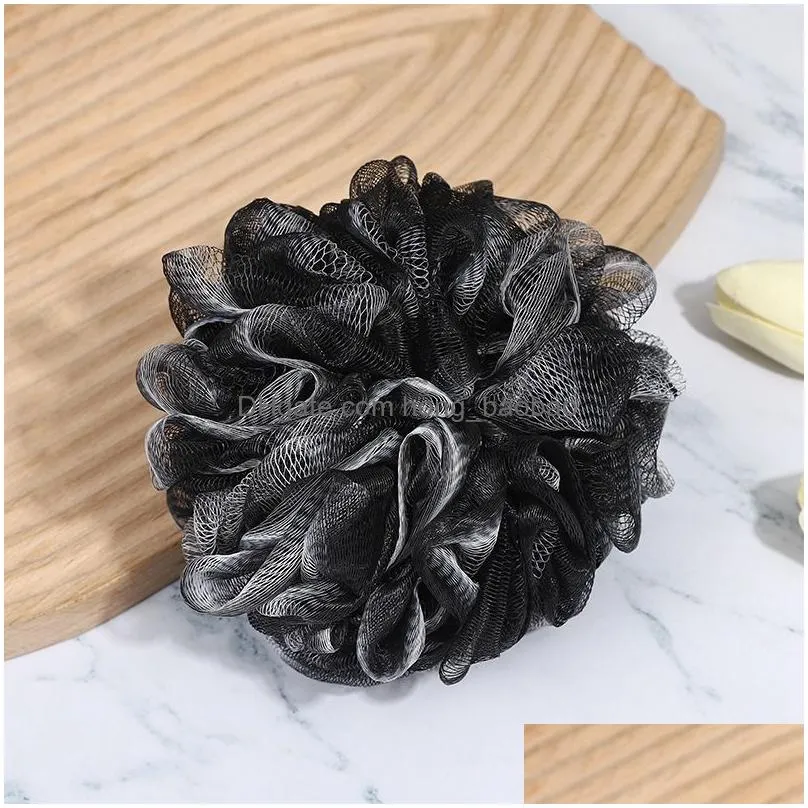 loofah charcoal bath sponge 50/60g shower mesh soft scrubber for men and women exfoliate with big black white gentle cleanse beauty bathing