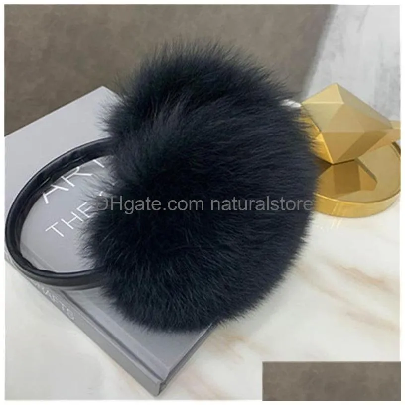 Ear Muffs Women Winter Warm Real Genuine Fox Fur Earmuffs Ear Protection Soft Muff294A Drop Delivery Fashion Accessories Hats, Scarves Dharl