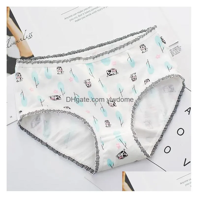 Panties 5Pcslot Cotton Baby Girl Briefs Teenage Panties For Kid Shorts Girls Cute Cow Underwear Children Underpants Drop Delivery Baby Dhstl