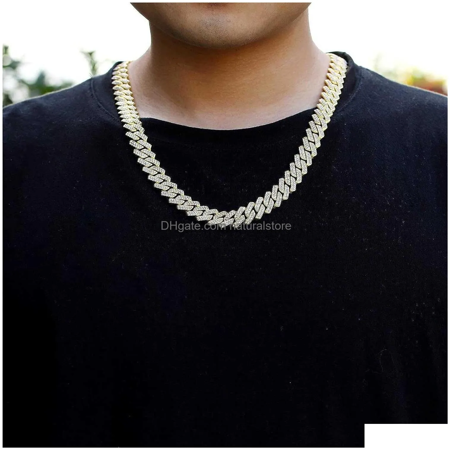 Pendant Necklaces Saintda Mens Cuban Link Chain Iced Out Sier/Gold/Rose Gold  Necklace Bling Diamond Hip Hop Jewelry With Gift Bo Dh6Bu