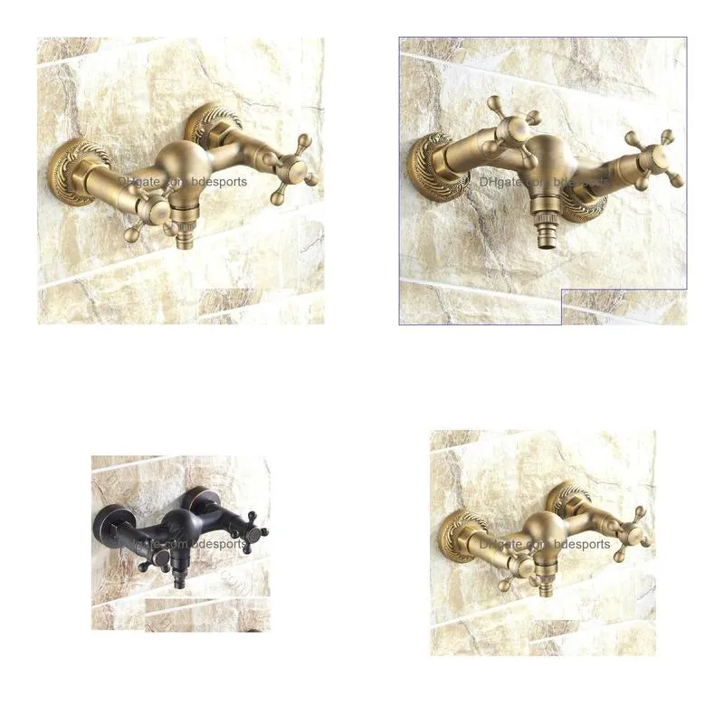 Bathroom Shower Sets Luxury Wall Mounted Blackened And Bronze Color Brass Material Dual Handle Bath Drop Delivery Dhrmj