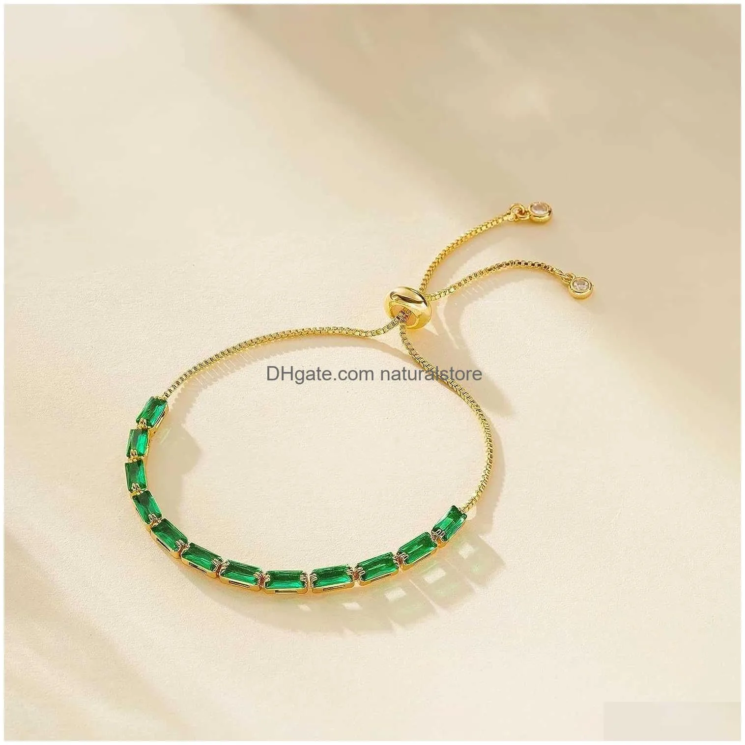 Pendant Necklaces Kissyan Tennis Bracelet For Women 14K Gold Plated Cubic Zirconia Adjustable Slider Bracelets Trendy Jewelry Gift Dro Dh7Si