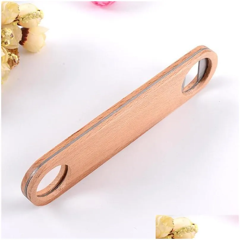 Openers Sublimation 1Pcs Woodens El Flat Board Speed Bottles Opener Home Beer Cap Wooden Er Wood Bottle Wly935 Drop Delivery Home Gard Dhsnh