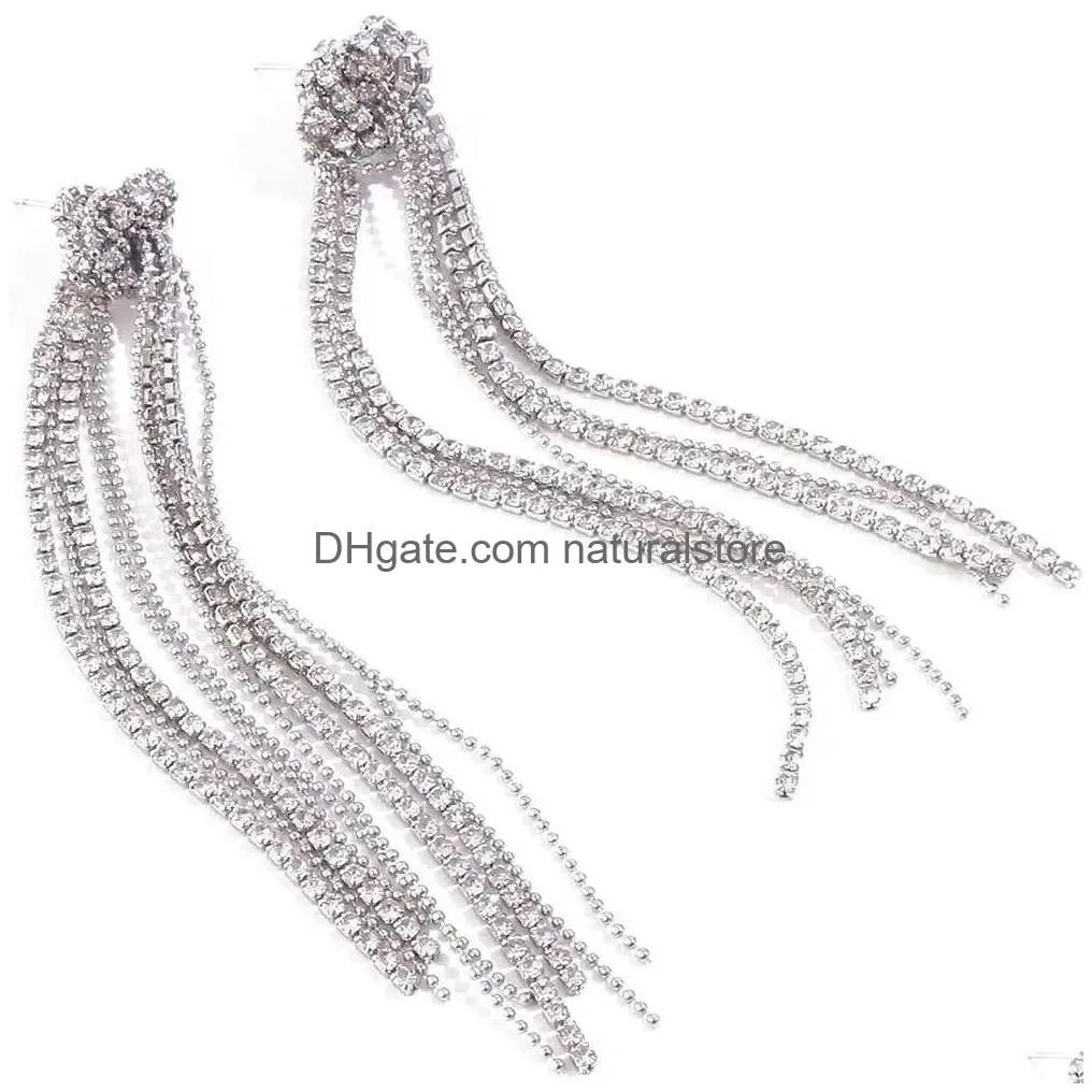Other Verdusa Womens Sparkly Rhinestone Long Fringe Dangle Earrings Drop Delivery Jewelry Necklaces Pendants Dhh10