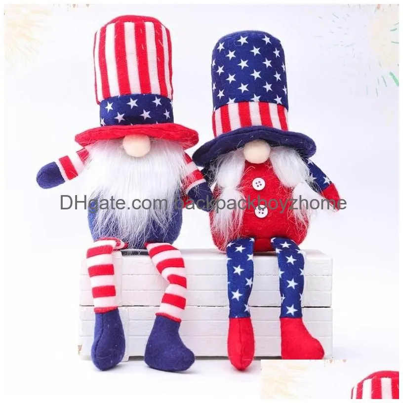 Party Favor American Independence Day Gnome Red Blue Handmade Patriotic Dwarf Doll Kids 4Th Of Jy Gift Home Decoration Drop Delivery H Dhwfb