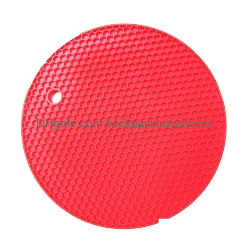 Mats & Pads Mtifunctional Round Aeolate Non-Slip Heat Resistant Mat Coaster Cushion Place Pot Holder Table Sile Pad Dura C0607G08 Drop Dhaec