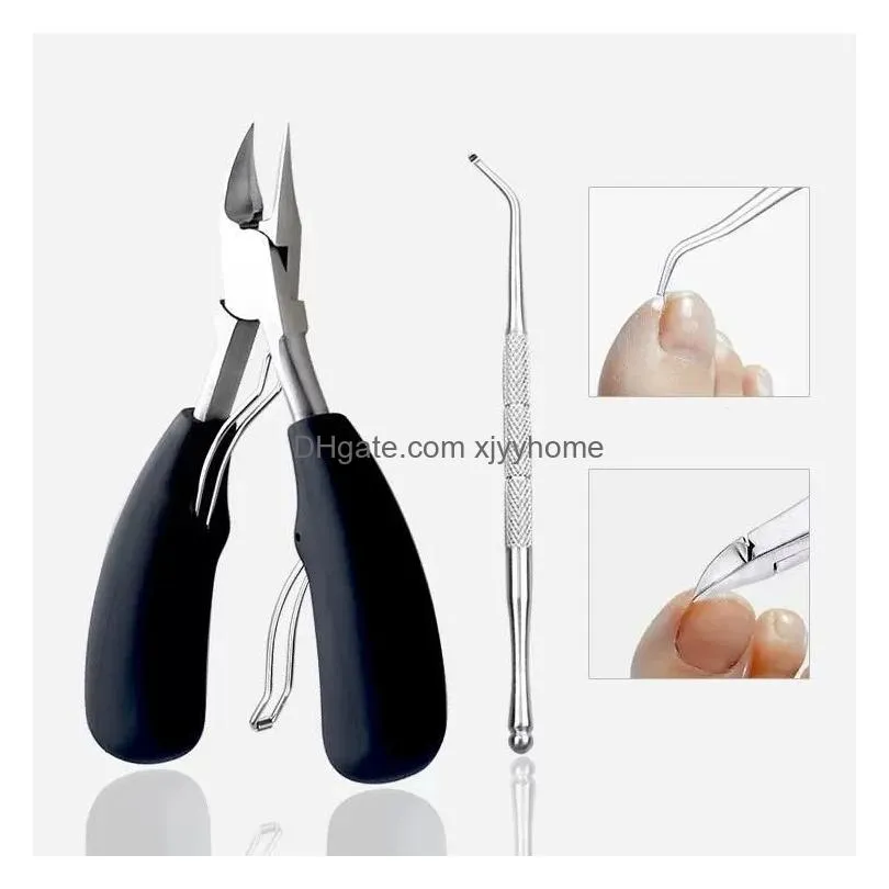 Other Hand Tools Stainless Steel Nail Clipper Cutter Toe Finger Cuticle Plier Manicure Tool Set With Box For Thick Ingrown Toenails Fi Dhmtw