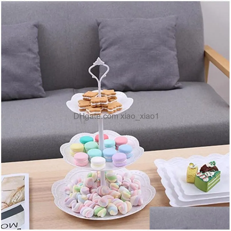 dishes plates european style three-layers fruits plate multi-function large capacity round/square afternoon tea desserts tray