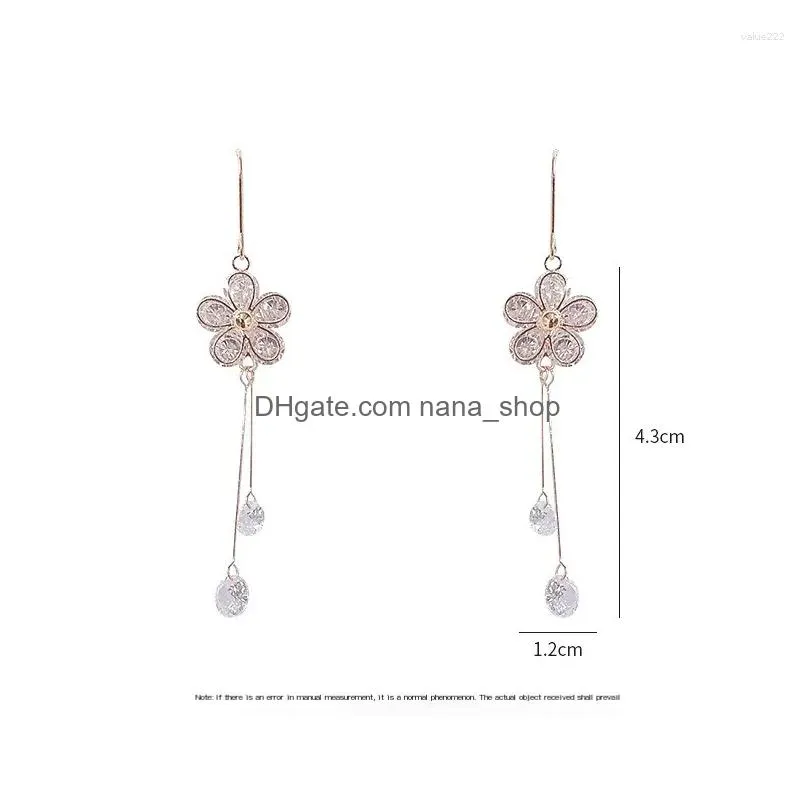 Stud Earrings Girls Simple Long Flower Tassel Aesthetic Student S925 Sier Needle Female Ear Accessories Drop Delivery Dhqig
