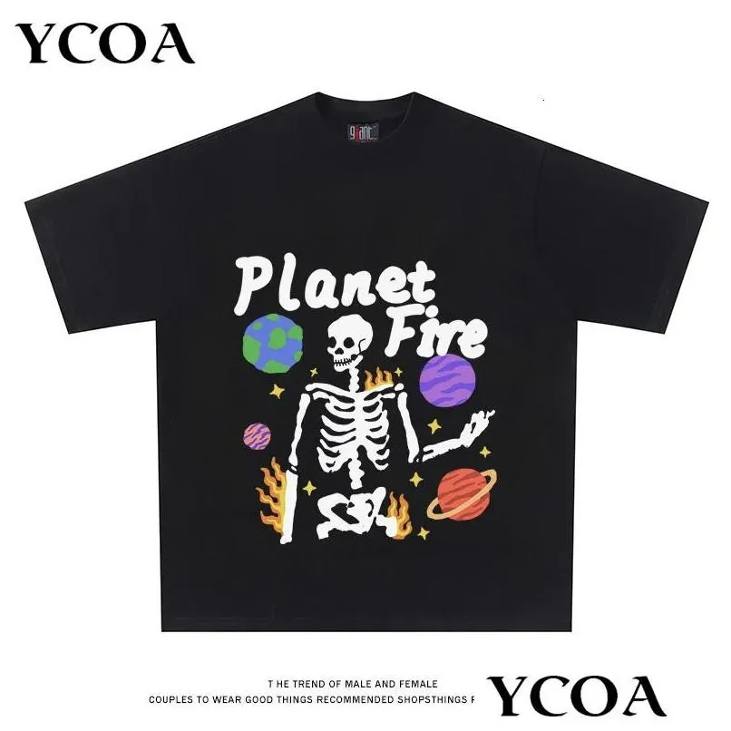 mens t-shirt oversized cotton skulls graphic gothic y2k tops tees streetwear korean fashion pulovers vintage aesthetic clothing