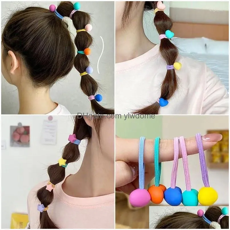 Hair Accessories 10Pcs Korean Fashion Elastic Bands Candy Color Baby Children Rope Ties Headwear Girls Kids Drop Delivery Dhyik