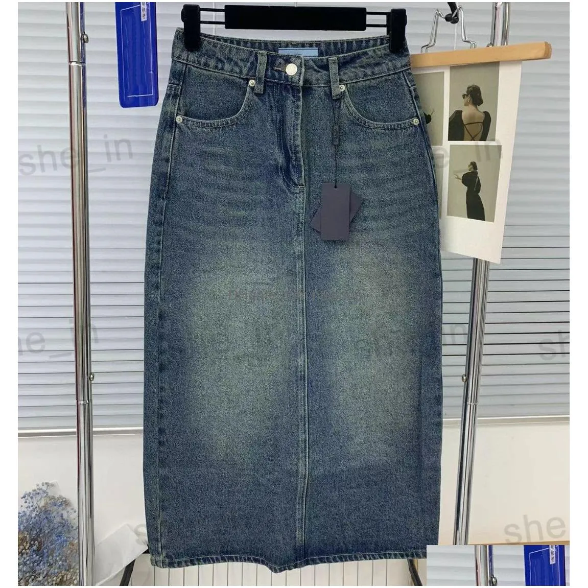 summer long skirt designer woman fashion denim skirt stylish letters split pants classic pattern a line skirt women pant clothes 23ss