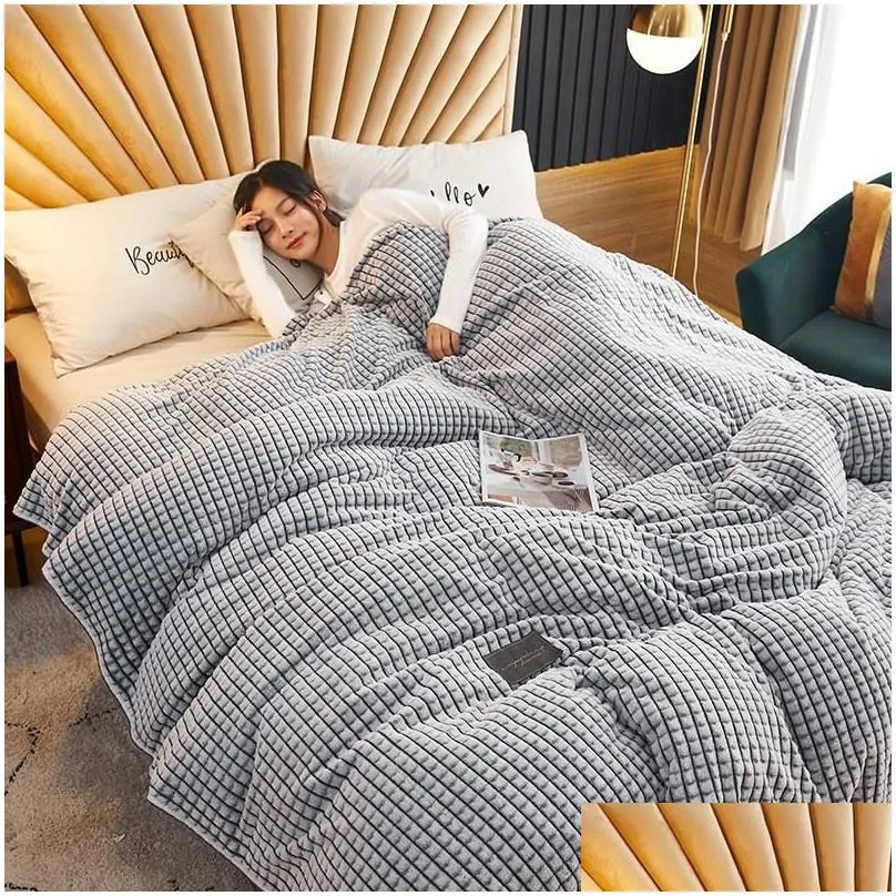 Blanket Super Soft Throw Premium Silky Flannel Bed Milk Fleece Office Nap Coral Single Towel Air Conditioning All Season Drop Delivery Dhixn