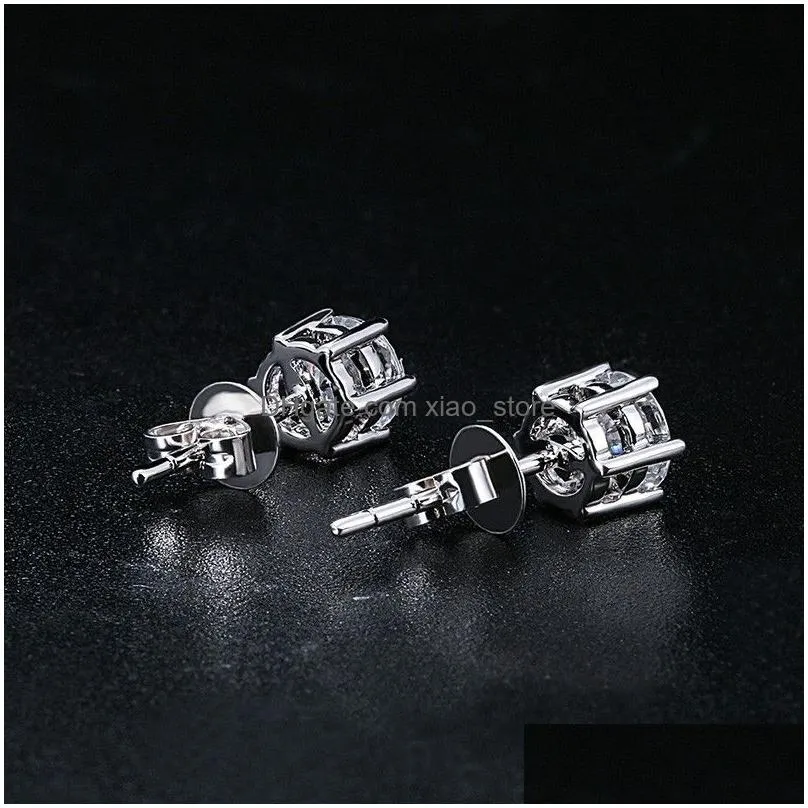 fashion classic shining crystal stud earrings silver cz zircon bling diamond earings earring ear rings jewelry for women