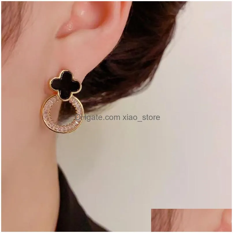 designer earring classic four leaf clover earring for women classic small fragrant wind clover gold light flash mens earrings