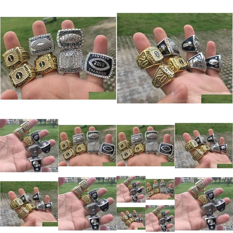 7 pcs fantasy american football championship ring men fan souvenir gift wholesale 2019 drop shipping