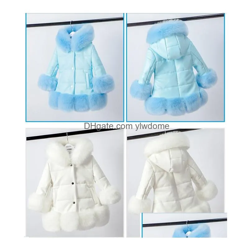 Down Coat Fashion Baby Winter Warm Outerwear Coats Children039S Long Girls Kids Faux Clothes Fur Coat C1012286T4074312 Drop Delivery B Dhknh