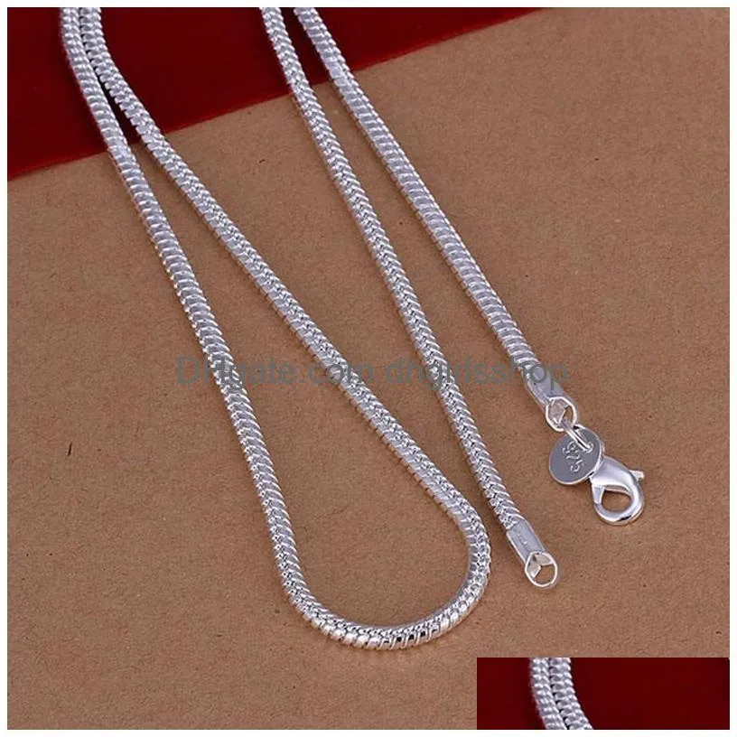 Chains M Snake Chain Necklaces 925 Sterling Sier Plated Men Women Smooth Lobster Clasps Chains Fit Pendant Charm Diy Jewelry Accessori Dhbfd