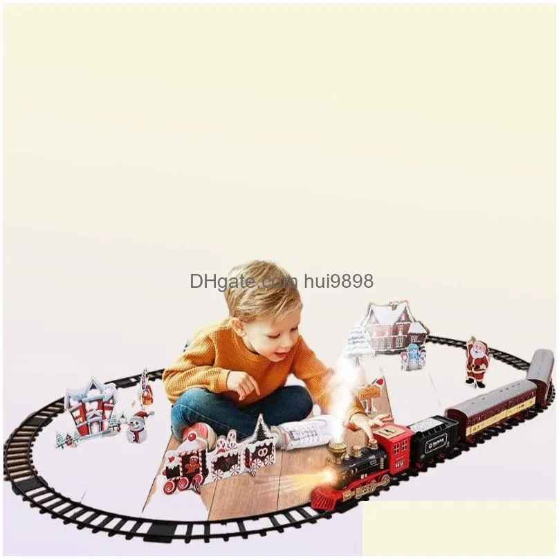 engine cargo car and long tracks electric track toy train set with steam locomotive battery operated play toys with smoke light