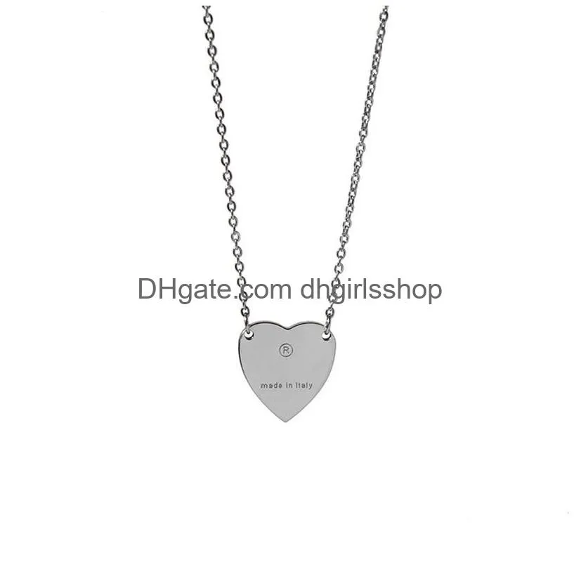 Pendant Necklaces Luxury Heart Necklaces Not Fade Female Stainless Steel Couple Sier Gold Chain Pendant Jewelry On The Neck Gifts For Dhc2M