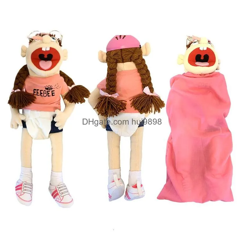 plush dolls 60cm large jeffy puppet plush hat game toy cartoon feebee singer zombie hand puppet plushie doll parent-child game family puppet