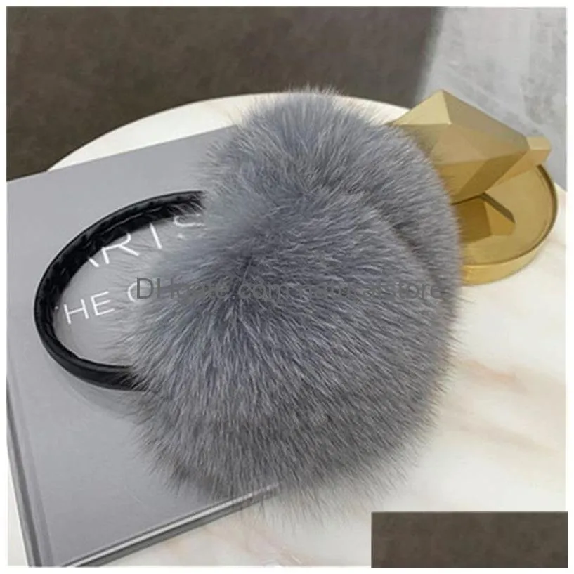 Ear Muffs Women Winter Warm Real Genuine Fox Fur Earmuffs Ear Protection Soft Muff294A Drop Delivery Fashion Accessories Hats, Scarves Dharl