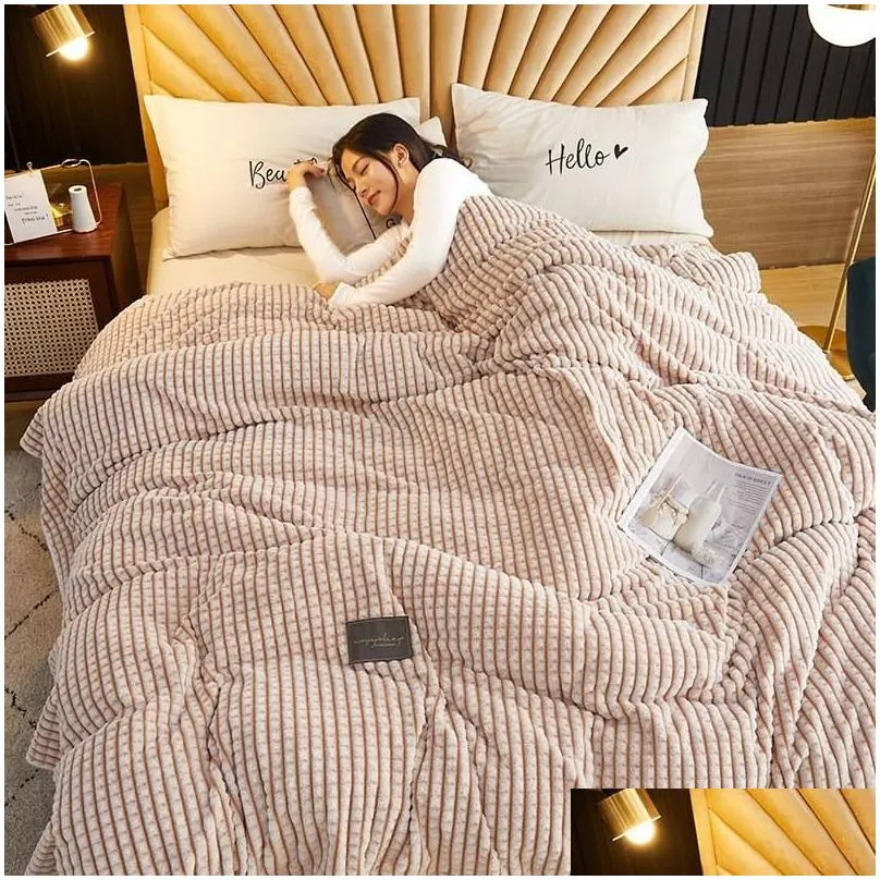 Blanket Super Soft Throw Premium Silky Flannel Bed Milk Fleece Office Nap Coral Single Towel Air Conditioning All Season Drop Delivery Dhixn