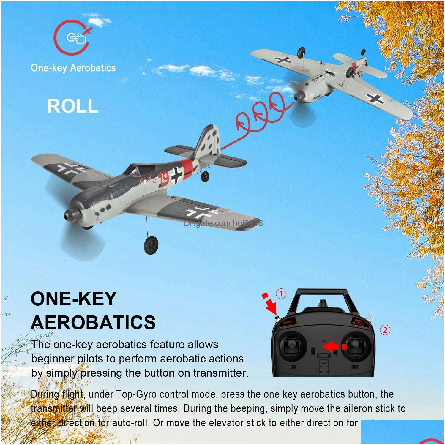 electricrc aircraft fw-190 rc plane 2.4g 4ch 402mm wingspan rc aircraft one key aerobatic rtf fighter mini warbird rc airplane toys gifts