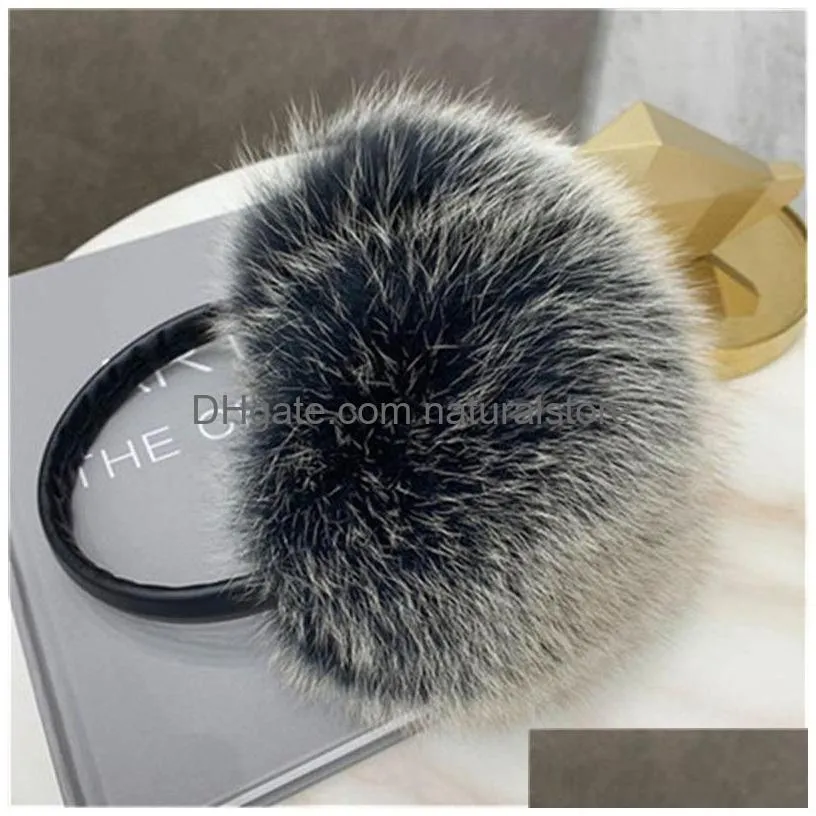 Ear Muffs Women Winter Warm Real Genuine Fox Fur Earmuffs Ear Protection Soft Muff294A Drop Delivery Fashion Accessories Hats, Scarves Dharl