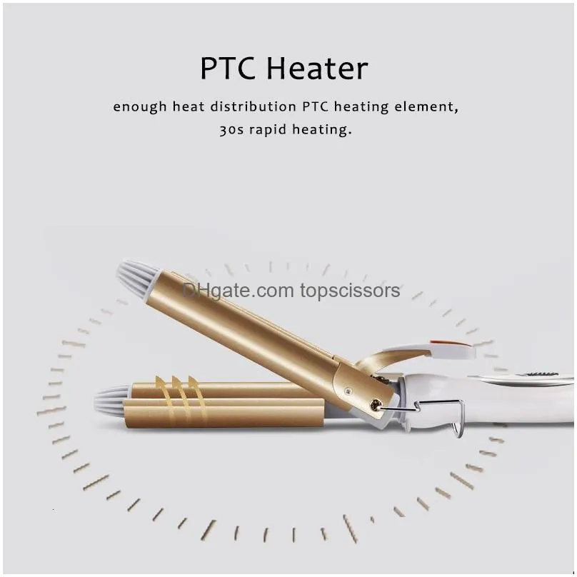 Curling Irons Professional Hair Tools Iron Ceramic Triple Barrel Styler Waver Styling Curlers Electric Drop Delivery Dh3Jq