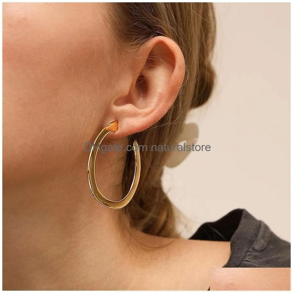 Cuff Chunky Gold Hoop Earrings For Women Teardrop 925 Sterling Sier Post Large Drop Plated Waterdrop Trendy Jewelry Drop Delivery Jew Dhtxo