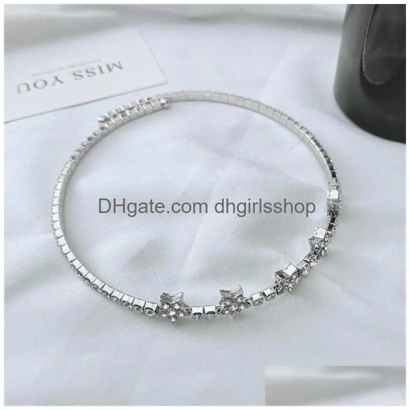 Tennis, Graduated Tennis Necklace Iced Out Chain For Women Luxury Bling Rhinestone Star Hip Hop Jewelry Sier New Fashion Girls Hiphop Dhjtt