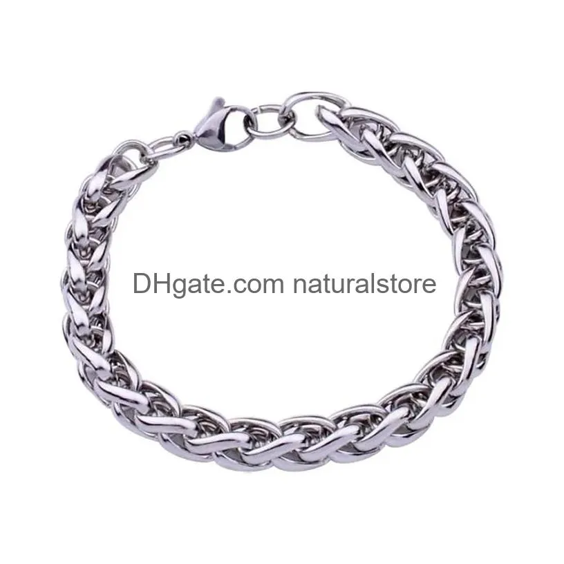 Chain Link Chain 20Cm Solid Stainless Steel Bracelets For Men And Women Metal Punk Casual Bracelet Uni Curb Cuban Kent22 Drop Deliver Dhlgk