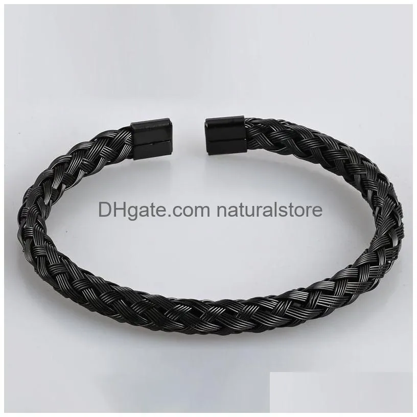Bangle 3Pcs/Set Royal Roman Bracelets Horseshoe Buckle Bangles For Men Stainless Steel Pseiras Jewelry Accessories4596307 Drop Delive Dh79A