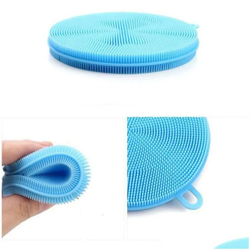 round shape multifunctional kitchen washing tool silicone scrubbers silicone sponge dishwashing brush cleaning brushes for pot pan