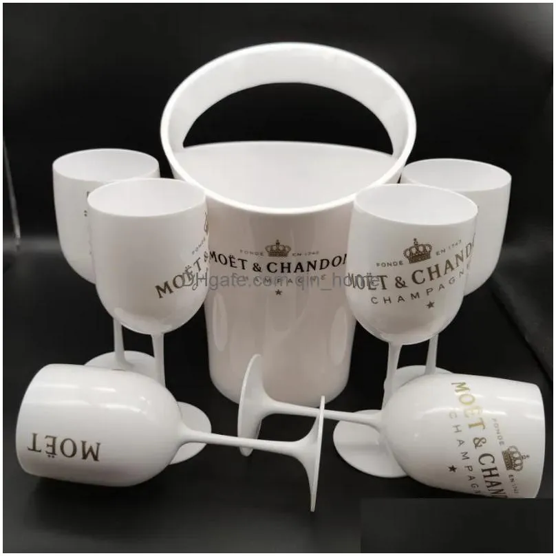 ice buckets and coolers with 6pcs white glass moet chandon champagne glass plastic