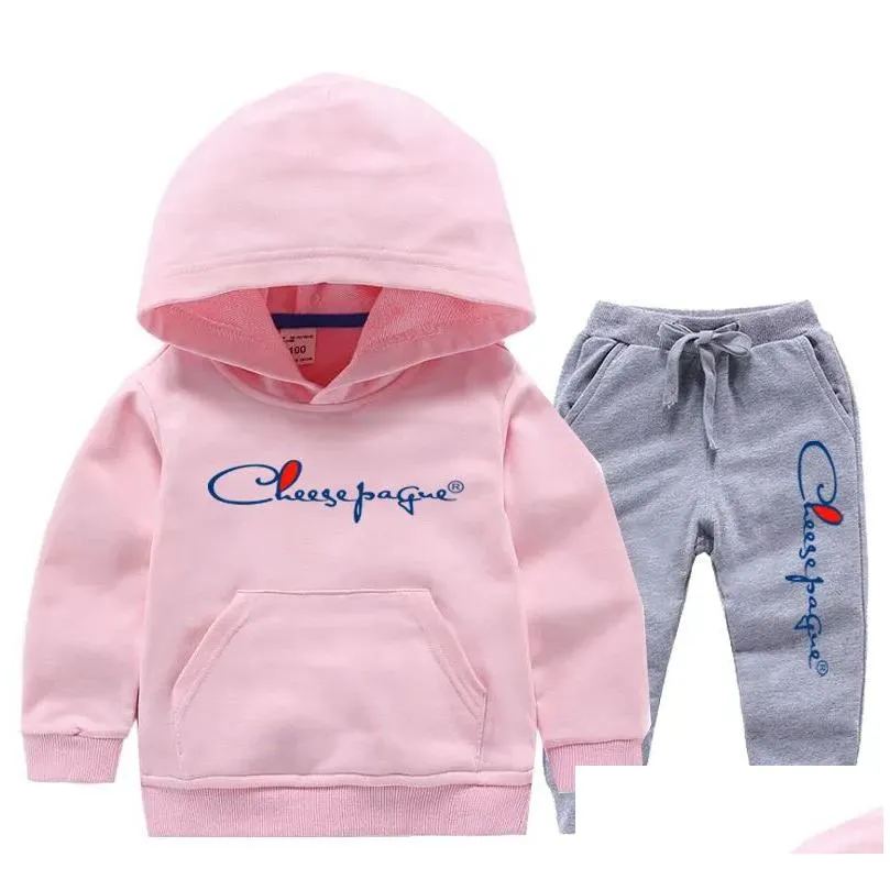 Clothing Sets New Fashion Children Clothing Sets Baby Boys Girls Brand Print Hoodies Casual Style Loose Sweatpants Spring Tops Childre Otnib
