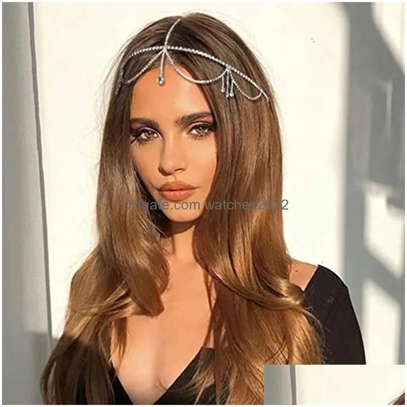 Other Trendy Simple Tassel Headpiece Chain Bridal Forehead Hair Accessories Crystal Head Headband Jewelry Indian 221008 Drop Delivery Dh7O3