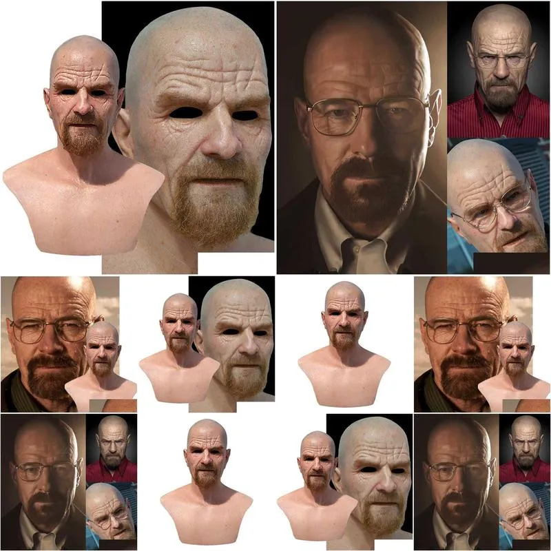 Party Masks New Movie Celebrity Latex Mask Breaking Bad Professor Mr. White Realistic Costume Halloween Cosplay Drop Delivery Home Gar Dhidh